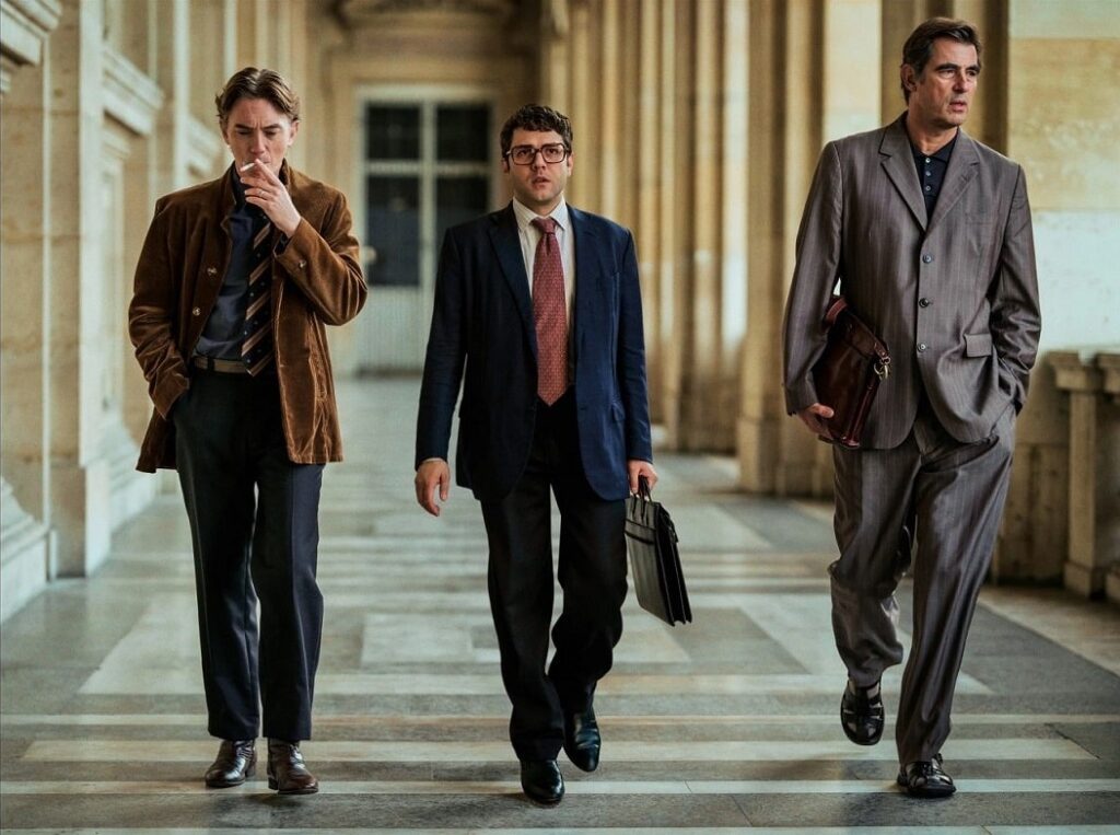Swann Arlaud, Xavier Dolan et Claes Bang dans "L'Inconnu de la Grande Arche"